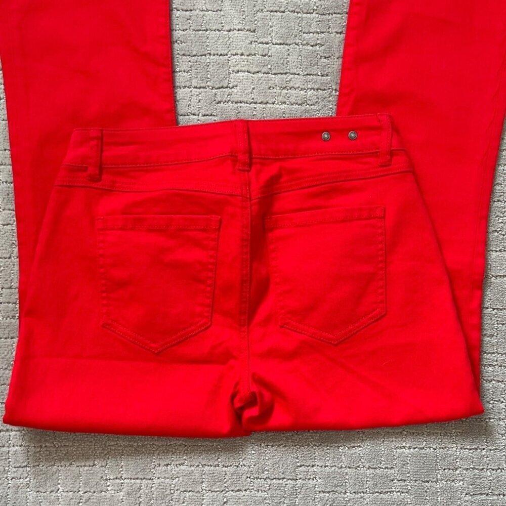 CABI Kick Back Kick Flare Jeans Candy Apple Red Sz 12 #6496 NWOT - Picture 5 of 8